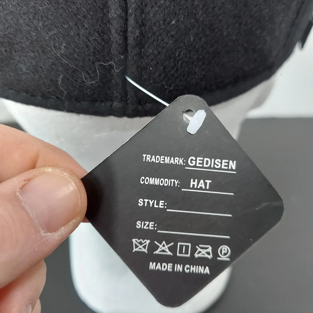 GEDISEN Hat Cap Mens One Size‎ Black Flat Cap Adjustable Wool Blend Lined